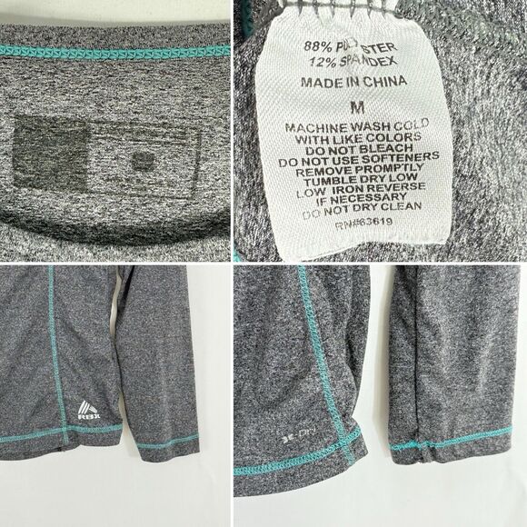 RBX Long Sleeve Shirt Performance Active Top Size M Gray Teal Trim - Picture 10 of 16